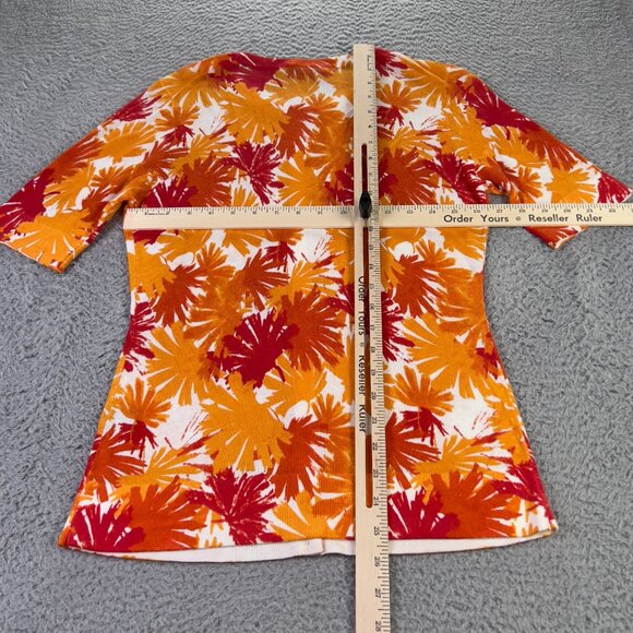Lafayette 148 NY Cardigan Sweater Top Set Womens Small Orange Fall Leaves Button - Picture 7 of 13